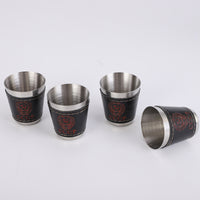 Premium 30ml Stainless Steel Shot 4 Glass Set with Leather Case | Portable Travel Shot Cups for Whiskey, Vodka & Outdoor Camping