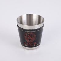 Premium 30ml Stainless Steel Shot 4 Glass Set with Leather Case | Portable Travel Shot Cups for Whiskey, Vodka & Outdoor Camping