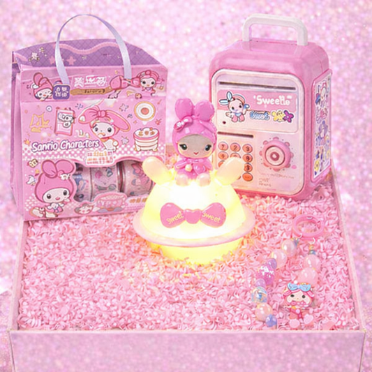 My Melody Kawaii Sanrio Gift Hamper – Cute Gift Box with Night Lamp, Mini Locker & Accessories