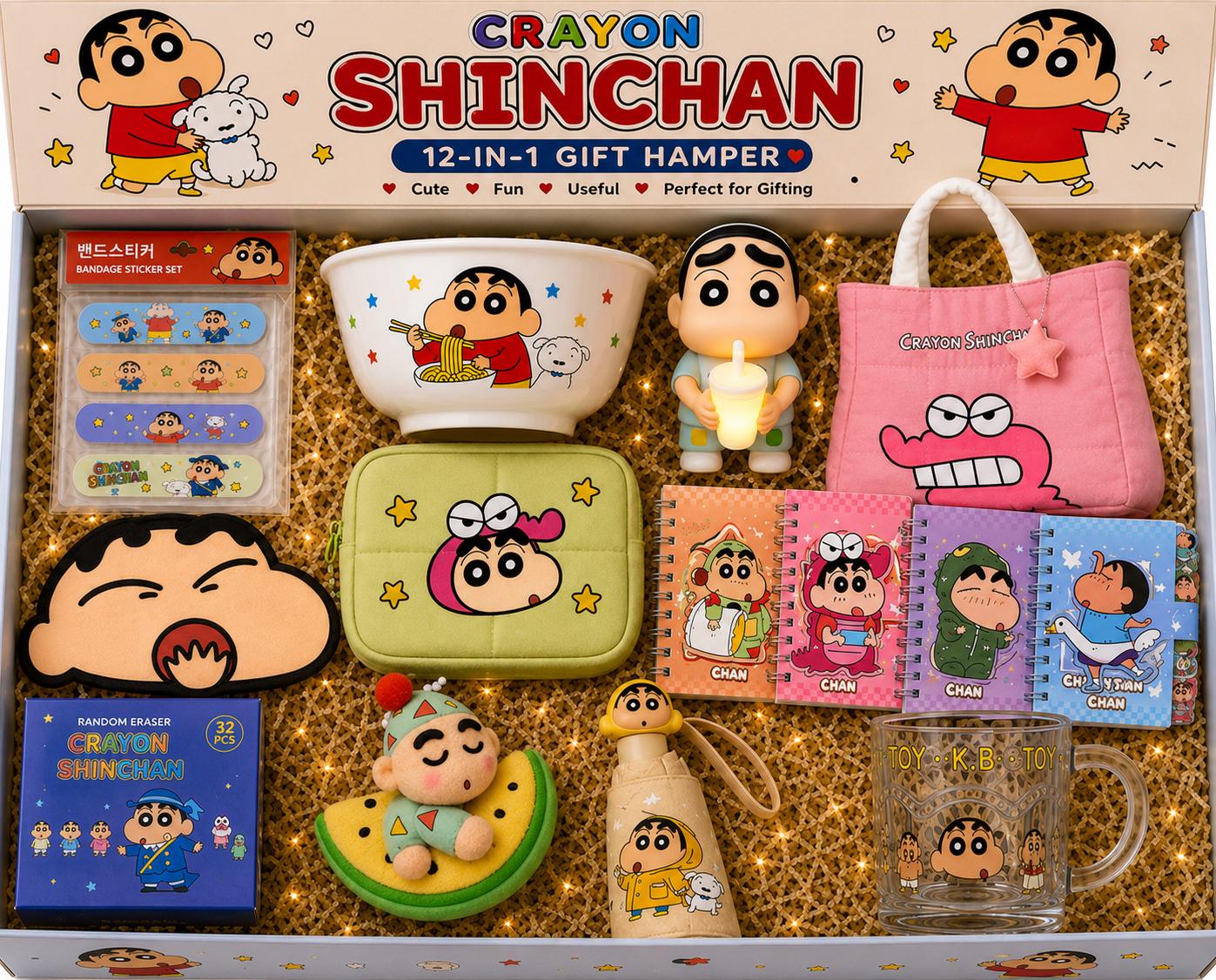 Crayon Shinchan 11-in-1 Ultimate Gift Hamper – Cute, Fun & Everyday Essentials|| Just For  Shinchan Fans