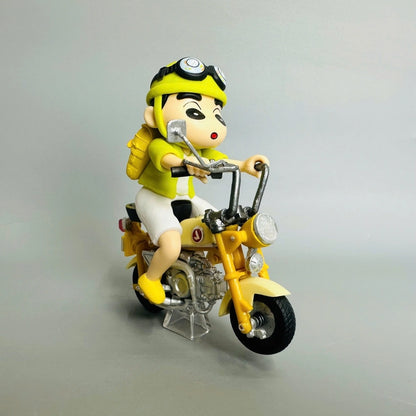 Shinchan Motorcycle Action Figure Toy | Crayon Shin-chan Riding Bike Collectible Figurine | Cute Anime Cartoon Showpiece Gift