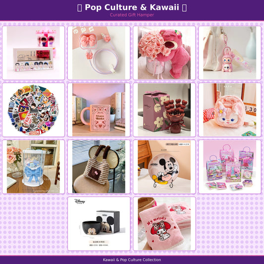 Kawaii & Pop Culture Gift Hamper for Girls and Teens | Cute Accessories, Mini Plush,14-in-1 Keychain, Stickers, Mug, Decorative Gifts & Surprise Collectibles | Aesthetic Birthday Gift Box