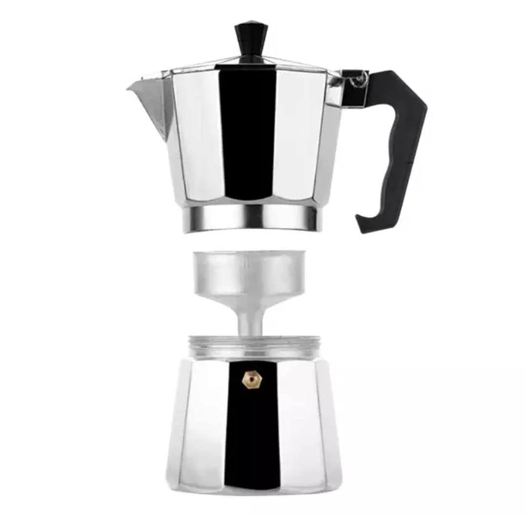 Moka Pot Stovetop Espresso Coffee Maker – Italian Style Manual Coffee Brewer with Removable Filter Basket