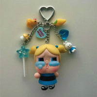 Powerpuff Girls Keychain with Box | Cute Cartoon Character Bag Charms | Blossom Bubbles Buttercup Keyrings for Kids & Girls
