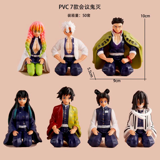 Demon Slayer 7pcs Mini Figure Set – Kimetsu no Yaiba Anime Collectible PVC Action Figures | Hashira & Character Sitting Set (10 cm)