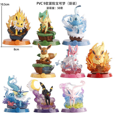 Pokemon Eeveelution PVC Action Figure Set of 9 – Eevee, Vaporeon, Jolteon, Flareon, Espeon, Umbreon, Leafeon, Glaceon & Sylveon Collectible Anime Mini Statues | Pokemon Desk Decor & Gift