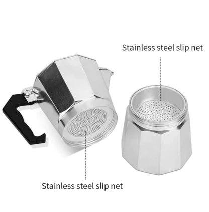 Moka Pot Stovetop Espresso Coffee Maker – Italian Style Manual Coffee Brewer with Removable Filter Basket