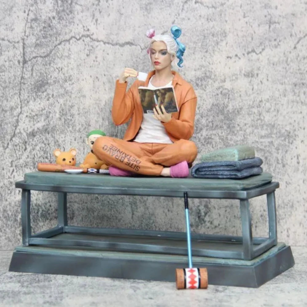 Harley Quinn Prison Cell Resin Statue | Premium DC Supervillain Collectible Figure with Jail Bench Diorama | Luxury Display Model for Home & Office Decor