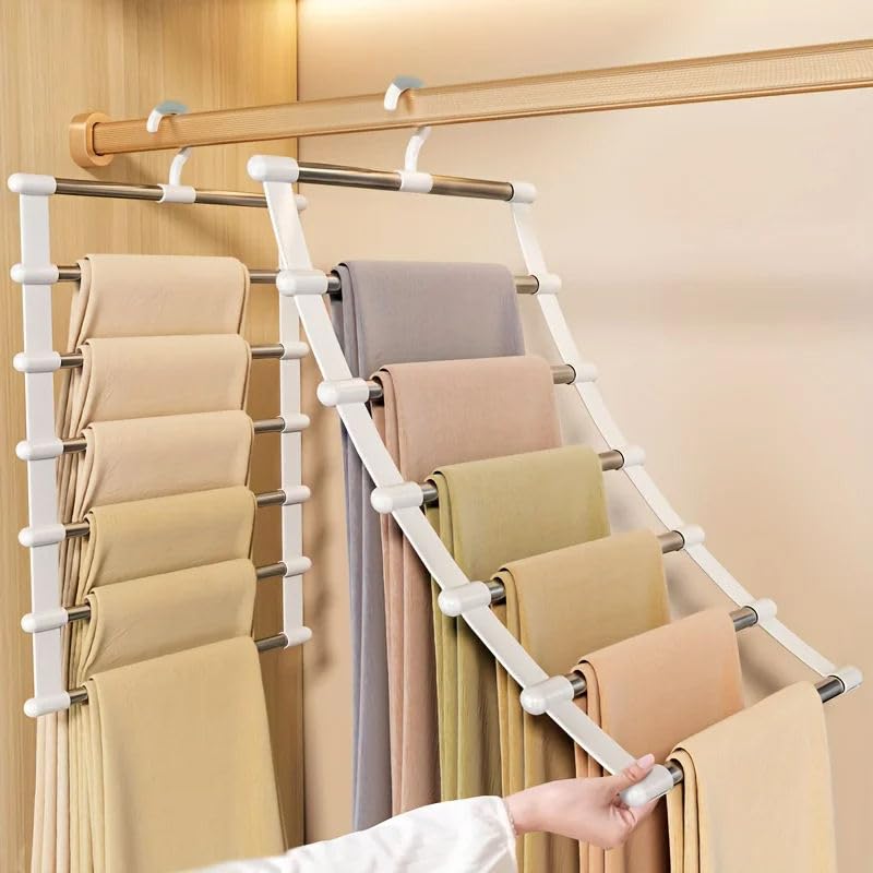 7-Pole Multi-Purpose Pants Hanger & Wardrobe Organizer – Space-Saving Trouser, Scarf, Tie & Clothing Storage Rack