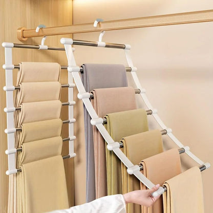 7-Pole Multi-Purpose Pants Hanger & Wardrobe Organizer – Space-Saving Trouser, Scarf, Tie & Clothing Storage Rack