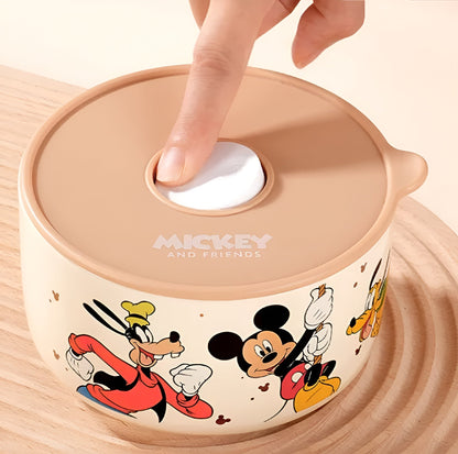 Disney Mickey Mouse Cartoon Food Storage Container Set with Lid | Microwave Safe Kitchen Storage Bowls (Set of 3)