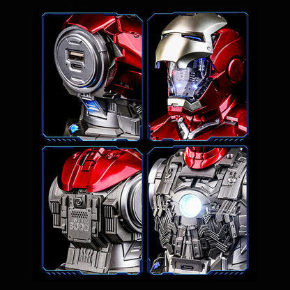 Iron Man Arc Reactor Charging Station Bust – Marvel-Inspired Mecha Desktop Fast Charging Dock | USB-C PD65W Mobile Phone Charger | Collectible Desk Display