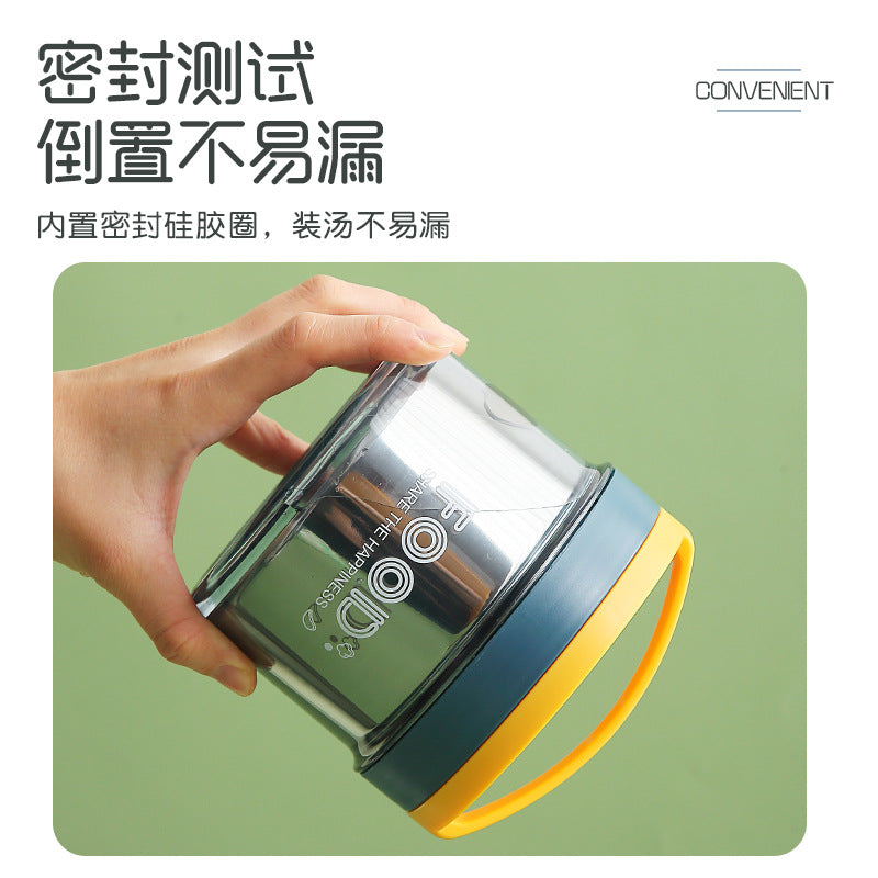 stainless steel single and double layer portable soup cup can be heated by electric furnace, can be water-proof and heat-insulated, sealed student lunch box