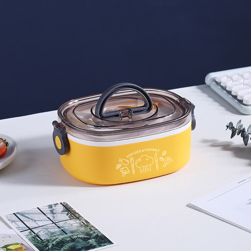 Oval double-layer stainless steel lunch box student lunch box portable adult canteen office insulation lunch box