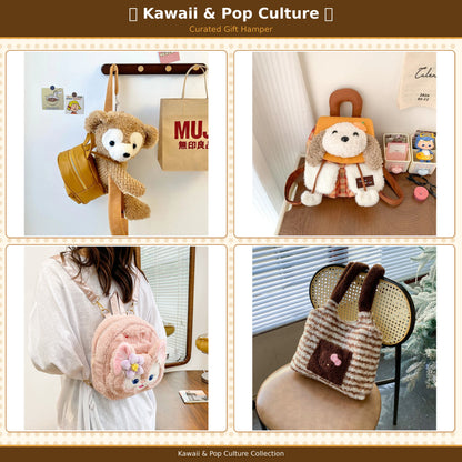 Kawaii Plush Bag Gift Hamper for Girls &amp; Teens | Cute Teddy Sling Bag, Plush Backpack, Mini Tote Bag &amp; Soft Character Backpack | Aesthetic Gift Box Collection