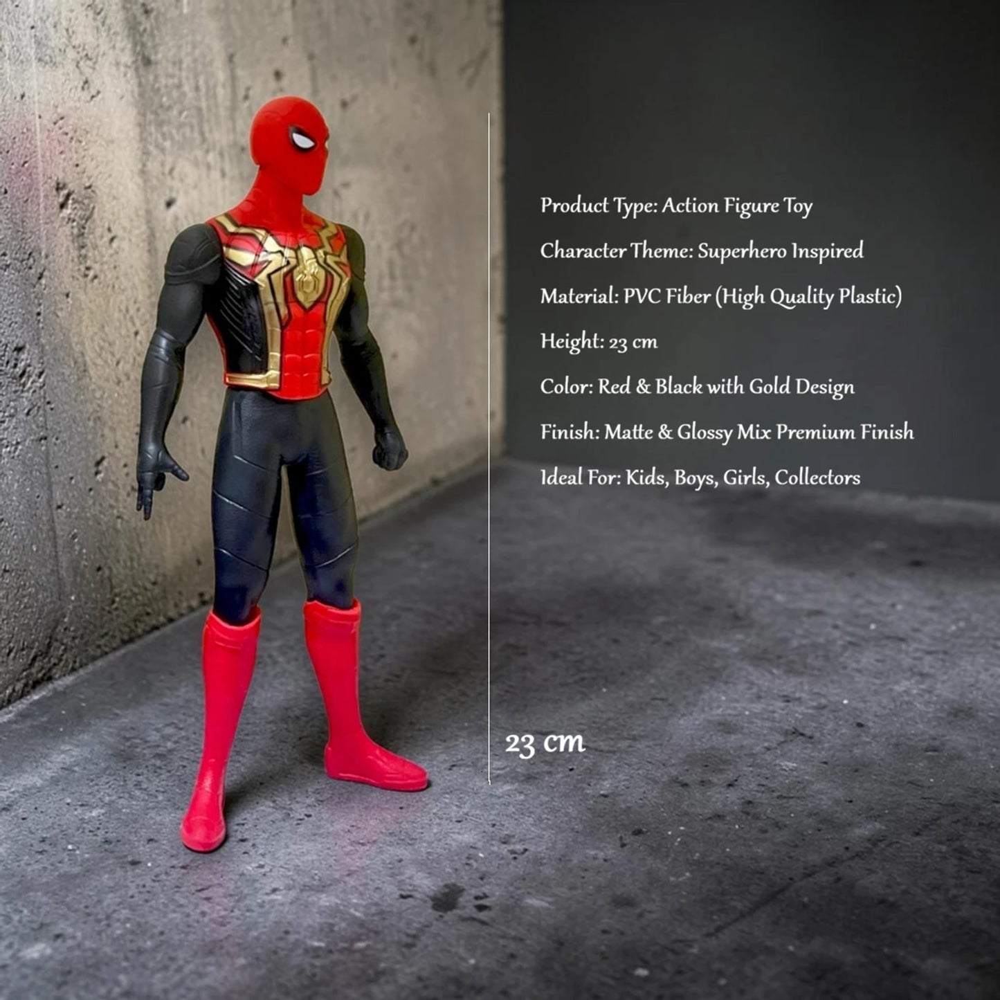 9-Inch (23CM) Spider-Inspired Superhero Action Figure with Rotatable Joints | Collectible PVC Toy | Red & Black Suit