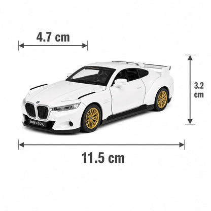 BMW 3.0 CSL Official Licensed 1:42 Scale Die Cast Model Car – Premium Metal Collectible with Opening Doors | White