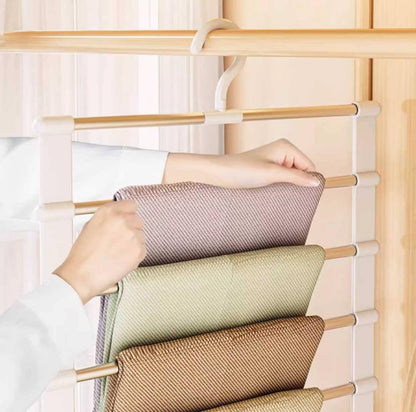 7-Pole Multi-Purpose Pants Hanger & Wardrobe Organizer – Space-Saving Trouser, Scarf, Tie & Clothing Storage Rack