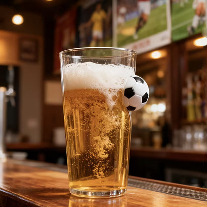 Football Handle Glass 550ml | Unique Soccer Ball Grip Drinking Glass for Cold Drinks, Juice & Mocktails