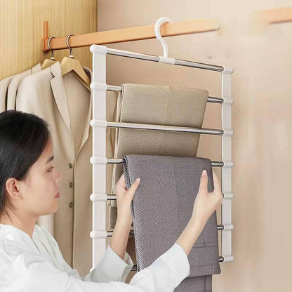 7-Pole Multi-Purpose Pants Hanger & Wardrobe Organizer – Space-Saving Trouser, Scarf, Tie & Clothing Storage Rack