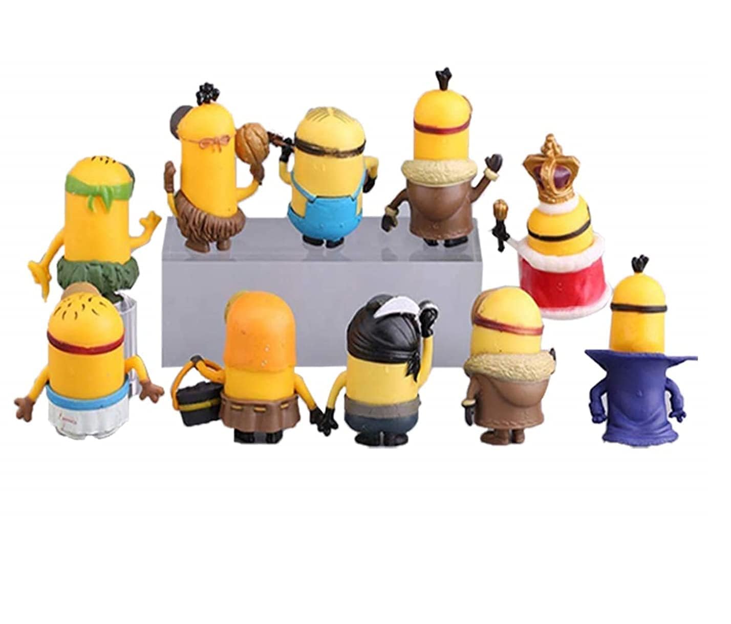 Minions PVC Action Figure Set (Pack of 10) | Mini Collectible Cartoon Figurines | Desk Decor, Cake Toppers & Kids Gift Set