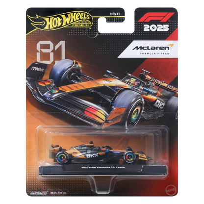Hot Wheels Premium McLaren #81 Formula 1 Team 2025 Die-Cast Car – 1:64 Scale F1 Racing Model | Real Riders | Metal/Metal Collectible