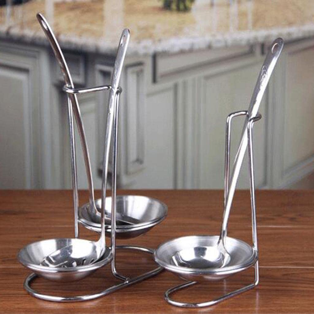 Stainless Steel Ladle Holder with Stand – Kitchen Spoon Rest for Cooking, Soup Ladle, Serving Spoon & Utensil Organizer