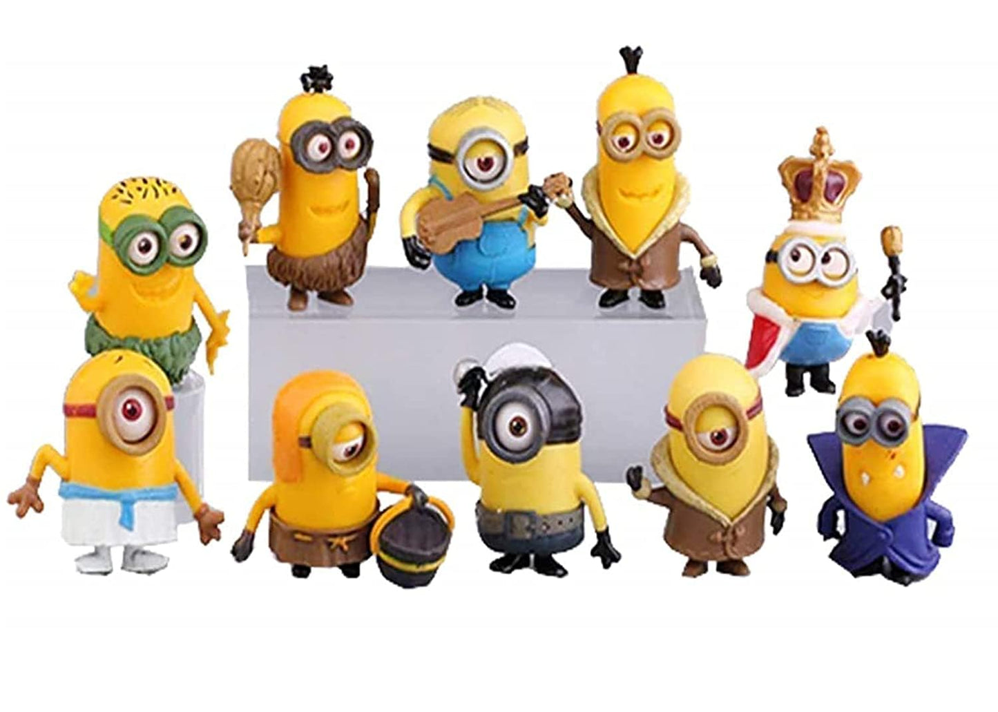 Minions PVC Action Figure Set (Pack of 10) | Mini Collectible Cartoon Figurines | Desk Decor, Cake Toppers & Kids Gift Set