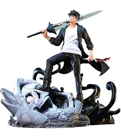 Anime Shadow Warrior PVC Statue Figure with Monster Base & Dual Weapons | Premium Collectible Action Figure | Anime Display Model for Home, Office & Gaming Desk