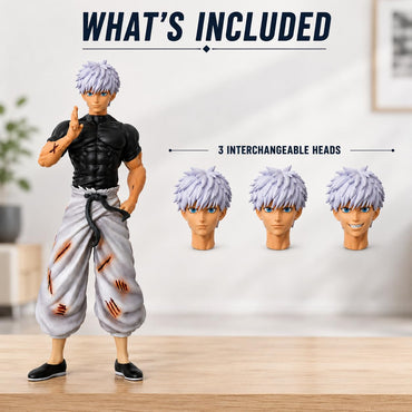 Jujutsu Kaisen Gojo Satoru Action Figure 23CM | Interchangeable Face Version | Anime PVC Collectible Statue | Gojo Figure for Desk, Home & Gifts