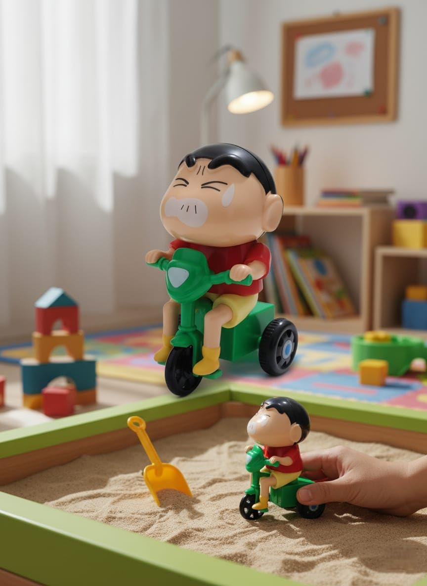 Shinchan Cycling Action Figure Toy | Cute Cartoon Bike Ride Figurine for Kids & Anime Collectors