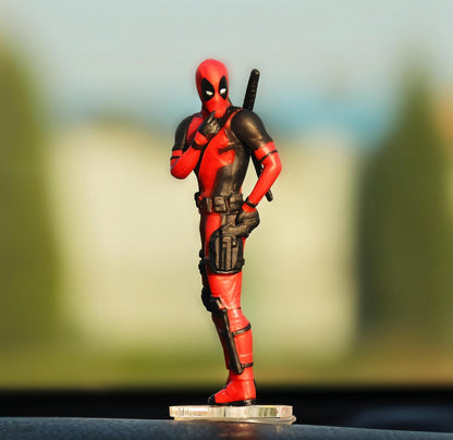 Deadpool Mini Action Figure Set (3 Poses) – Funny Superhero Collectible PVC Desk Decor | Mini Deadpool Statue for Home, Office, Car Dashboard & Gifts