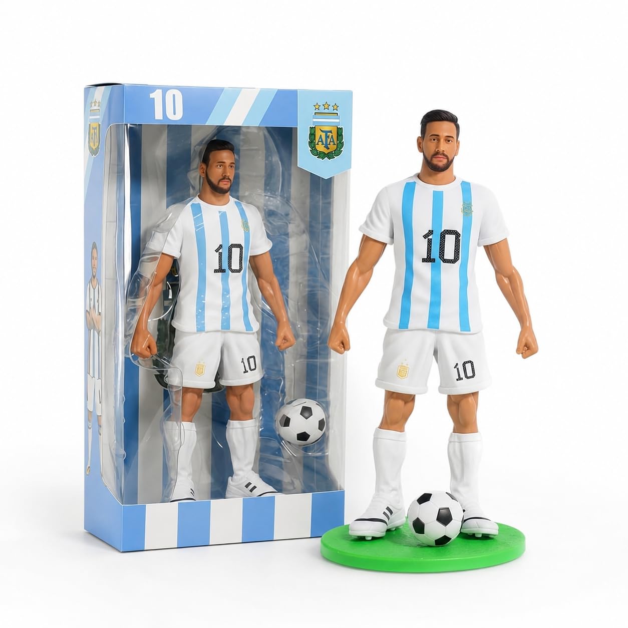 Argentina No. 10 Football Player Action Figure | Soccer Collectible Statue | Football Fan Gift | Premium Display Model
