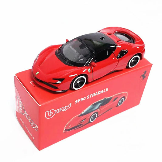 Bburago 1:64 Ferrari SF90 Stradale Red Diecast Model Car | Official Licensed Ferrari Collectible Metal Toy Car with Opening Doors | Premium Miniature Sports Car for Collectors & Kids