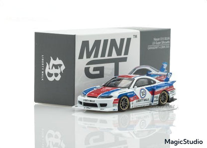 Mini GT Nissan Silvia S15 LB-Super Silhouette Garasi Drift X LBWK 2025 – 1:64 Scale Diecast Model Car (Limited Edition Collectible) in box