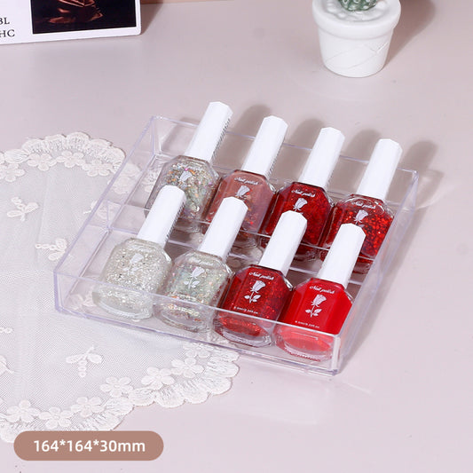 Organizable  2 Compartments Plastic Cosmetics Storage Box (Transparent)