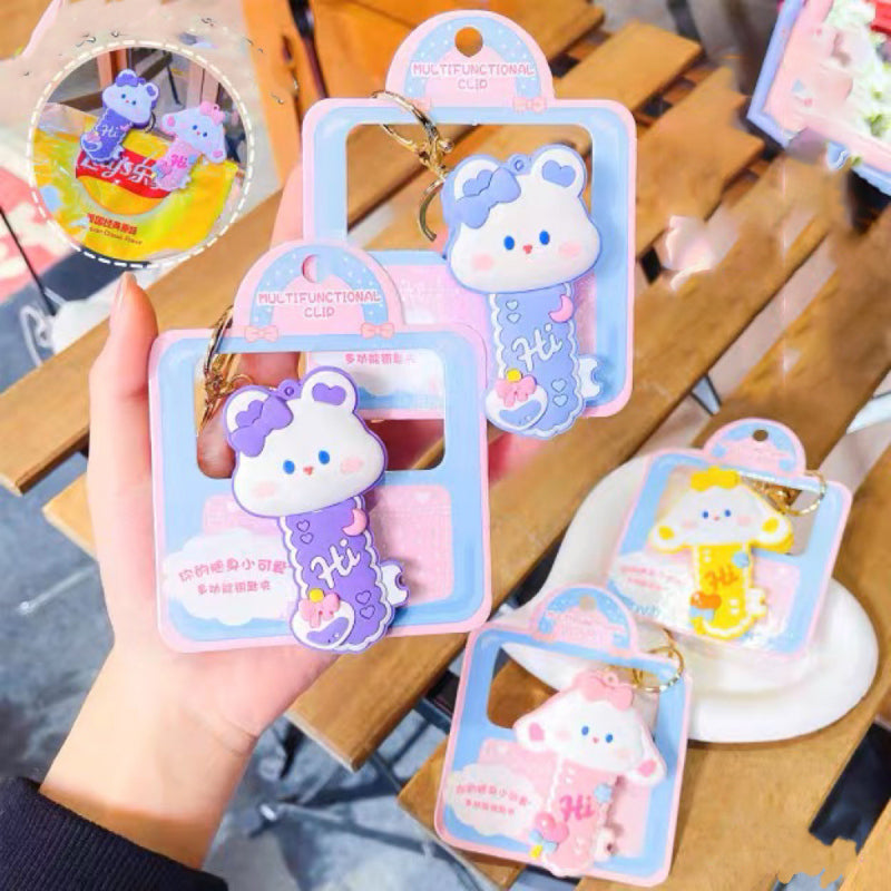 Rabbit Bear Clip Keychain