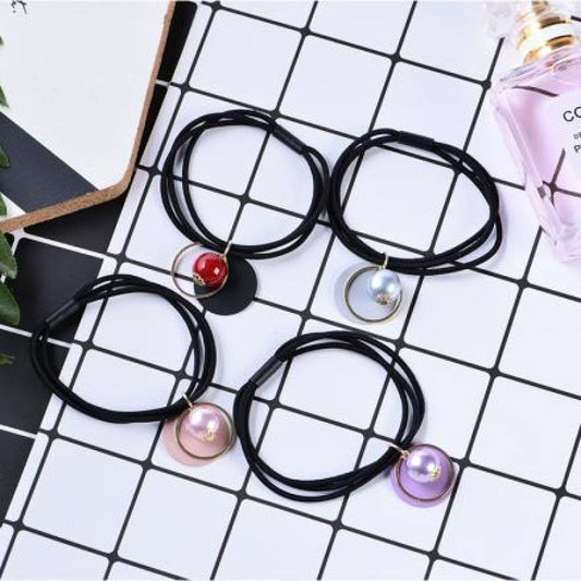 Rubber Bands with Pearl and Round Pendant