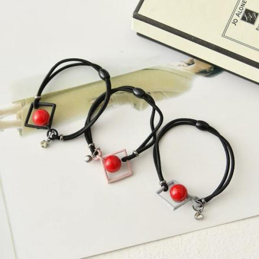 Rubber Bands with Pearl and Square Pendant