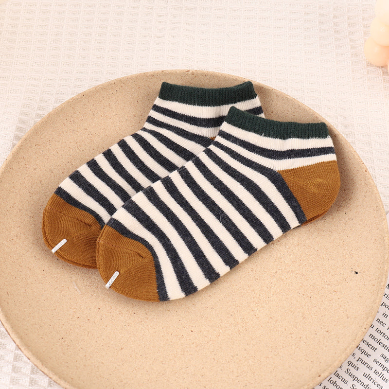 Vigor Striped Low-Cut Socks for Children (2 Pairs)(Khaki)(2-4Y)