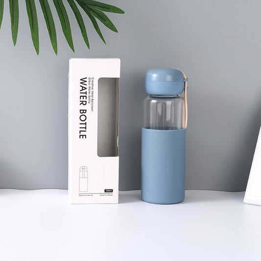 Creative Heat-Resistant Glass Water Bottle (Blue)