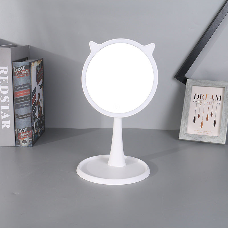 Table Mirror with LED Lamp-White