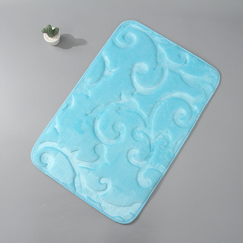 Solid Color Auspicious Cloud Pattern Heat-Pressing Carpet (Blue)