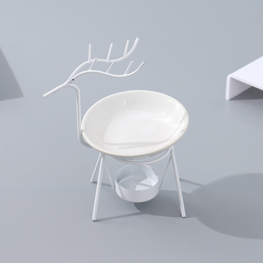 Nordic Style Iron Deer Aroma Essential Oil Burner (White Stand White Bowl)
