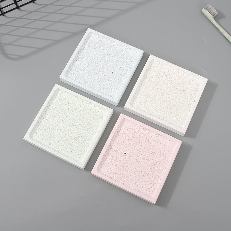 Square Diatomite Soap Dish Holder (White/Green/Blue/Pink)