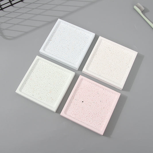 Square Diatomite Soap Dish Holder (White/Green/Blue/Pink)