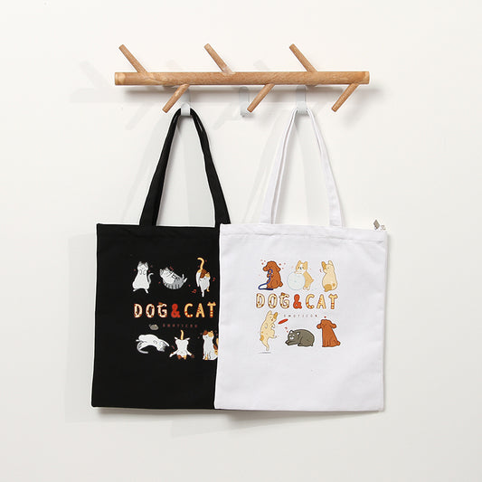 Adorable Dog&Cat Pattern Canvas Bag