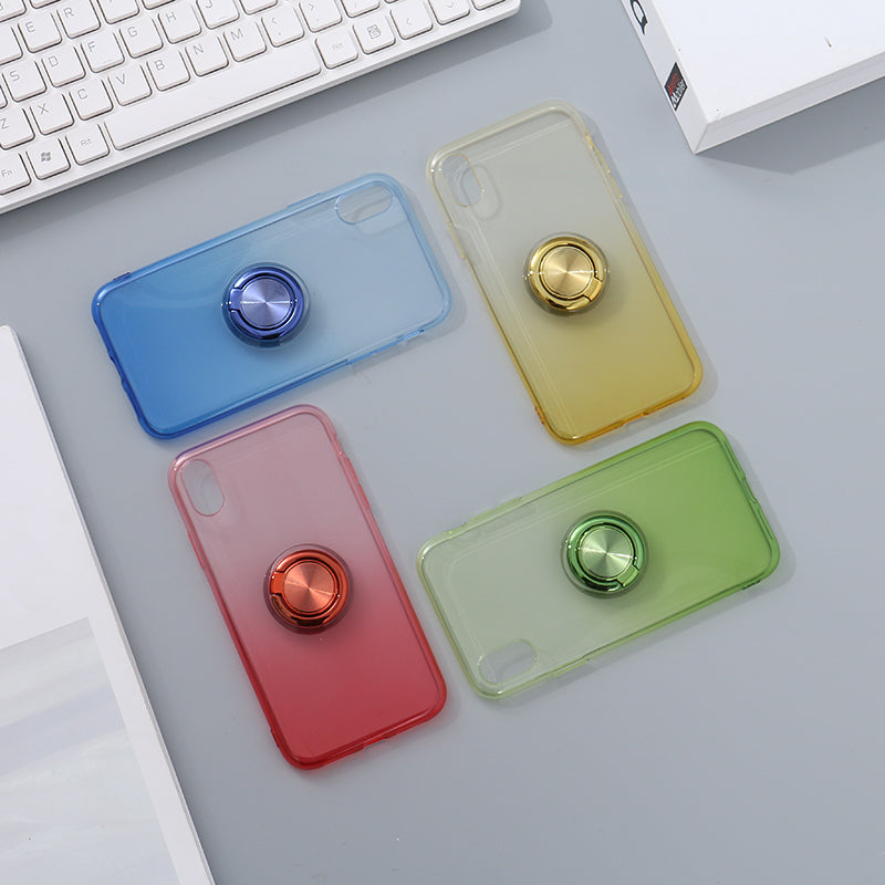 Gradient TPU Phone Case with Phone Ring Holder for iPhone XR