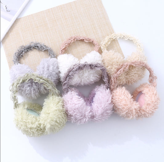 Kawaii Fluffy Winter Earmuffs for Girls – Soft Plush Warm Ear Covers (Multicolor)