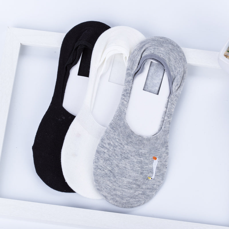 Swan Embroidery Low-Cut Socks for Women (2 Pairs)